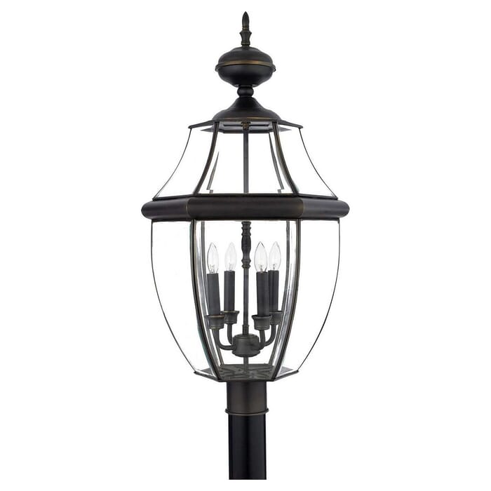 Quoizel Newbury 4-Light 16" Outdoor Post Light in Medici Bronze Quoizel Newbury 4-Light 16" Outdoor Post Light in Medici Bronze