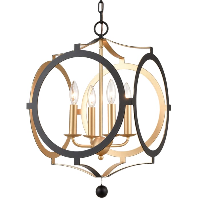 Crystorama Odelle 4-Light 22" Transitional Chandelier in Matte Black And Antique Gold Crystorama Odelle 4-Light 22" Transitional Chandelier in Matte Black And Antique Gold