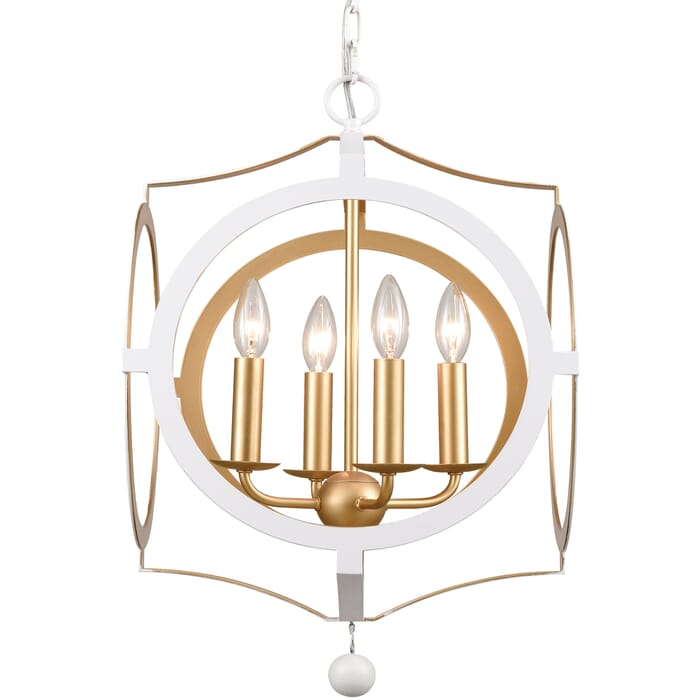 Crystorama Odelle 4-Light 22" Transitional Chandelier in Matte White And Antique Gold Crystorama Odelle 4-Light 22" Transitional Chandelier in Matte White And Antique Gold