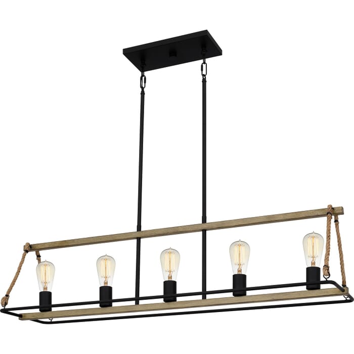 Oak Park 5-Light Linear Chandelier in Matte Black Oak Park 5-Light Linear Chandelier in Matte Black