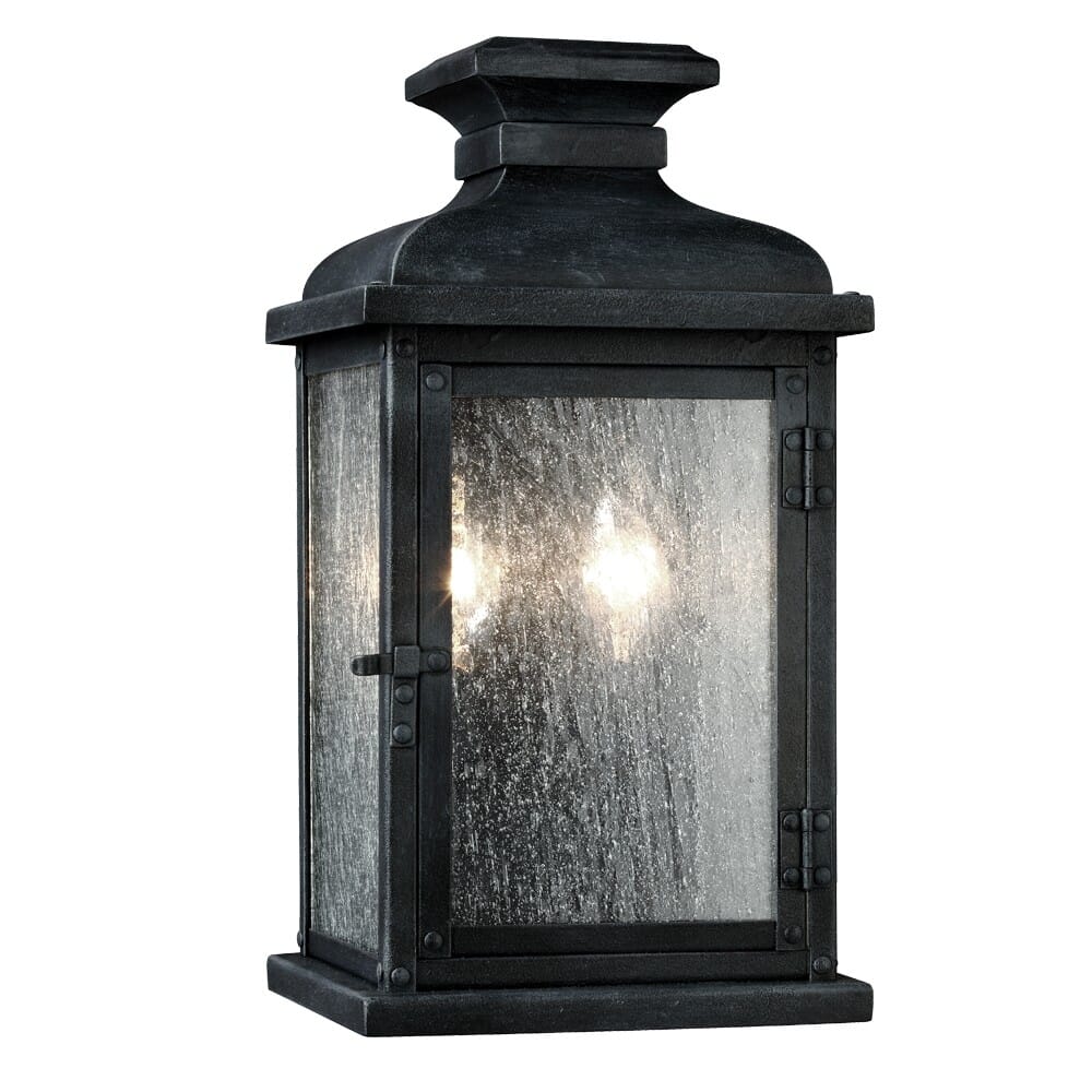 Generation Lighting Pediment 2-Light Outdoor Wall Light in Dark Weathered Zinc by Sean Lavin