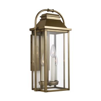Wellsworth 3-Light Outdoor Wall Light in Painted Distressed Brass by Sean Lavin