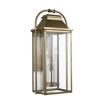 Wellsworth 4-Light Outdoor Wall Light in Painted Distressed Brass by Sean Lavin