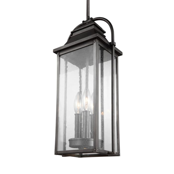 Generation Lighting Wellsworth 3-Light Outdoor Hanging Light in Antique Bronze by Sean Lavin Generation Lighting Wellsworth 3-Light Outdoor Hanging Light in Antique Bronze by Sean Lavin