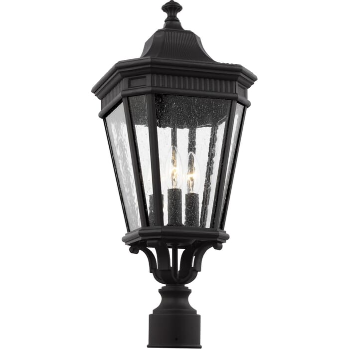 Feiss Cotswold Lane 22.5" 3-Light Outdoor Post Lantern in Black Feiss Cotswold Lane 22.5" 3-Light Outdoor Post Lantern in Black