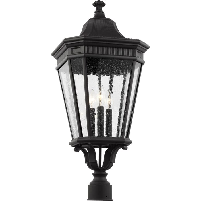 Feiss Cotswold Lane 27.5" 3-Light Outdoor Post Lantern in Black Feiss Cotswold Lane 27.5" 3-Light Outdoor Post Lantern in Black