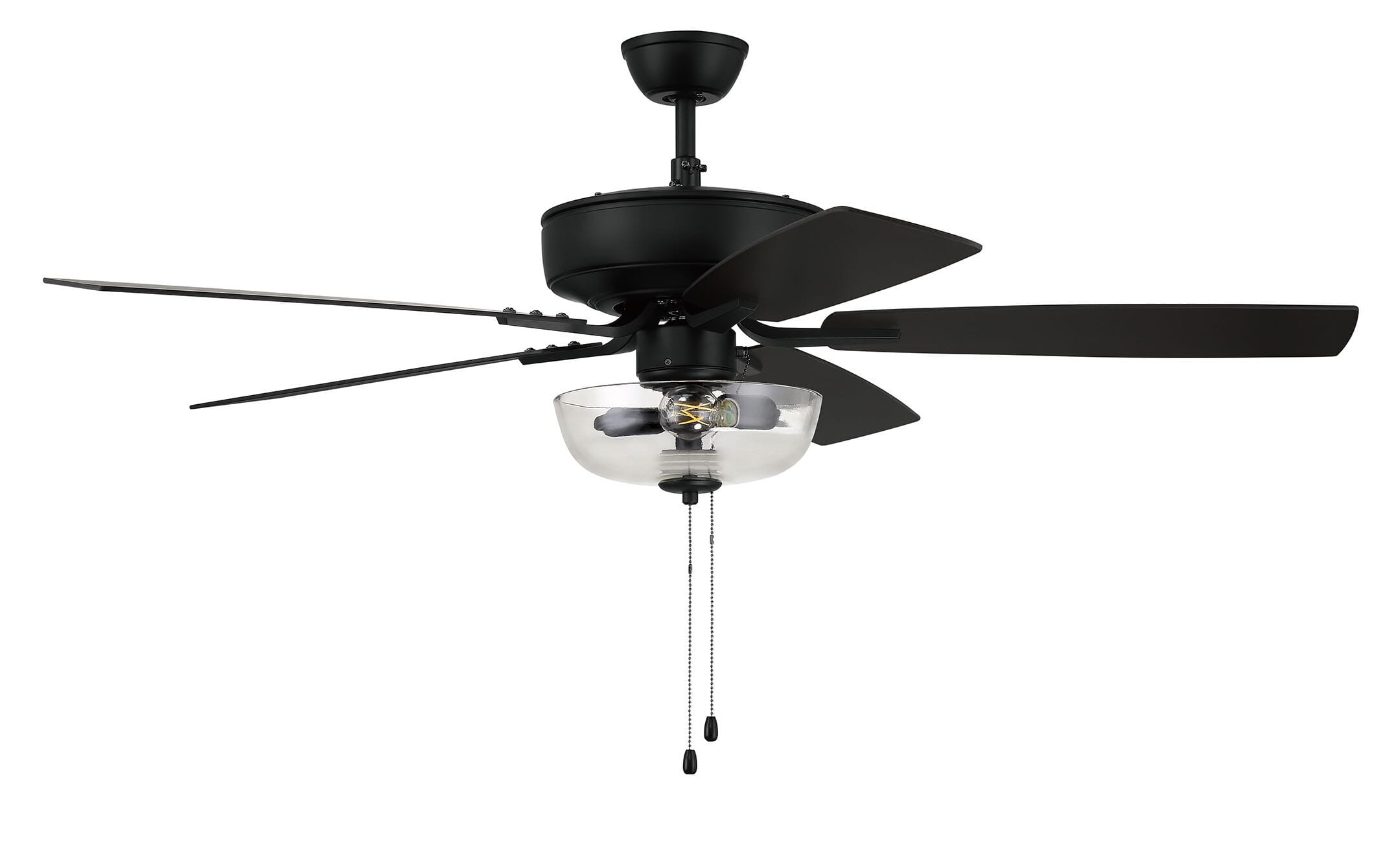 Craftmade Pro Plus 101 Clear Bowl Light Kit 2-Light Indoor Ceiling Fan in Flat Black