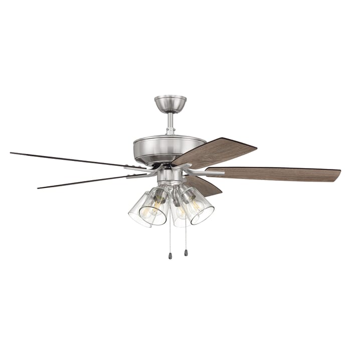 Craftmade Pro Plus 104 Clear 4 Light Kit 4-Light Indoor Ceiling Fan in Brushed Polished Nickel Craftmade Pro Plus 104 Clear 4 Light Kit 4-Light Indoor Ceiling Fan in Brushed Polished Nickel