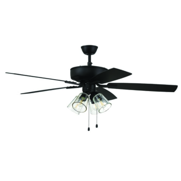 Craftmade Pro Plus 104 Clear 4 Light Kit 4-Light Indoor Ceiling Fan in Flat Black Craftmade Pro Plus 104 Clear 4 Light Kit 4-Light Indoor Ceiling Fan in Flat Black