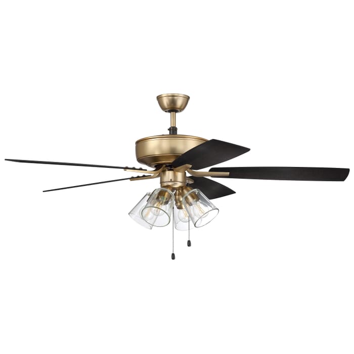 Craftmade Pro Plus 104 Clear 4 Light Kit 4-Light Indoor Ceiling Fan in Satin Brass Craftmade Pro Plus 104 Clear 4 Light Kit 4-Light Indoor Ceiling Fan in Satin Brass