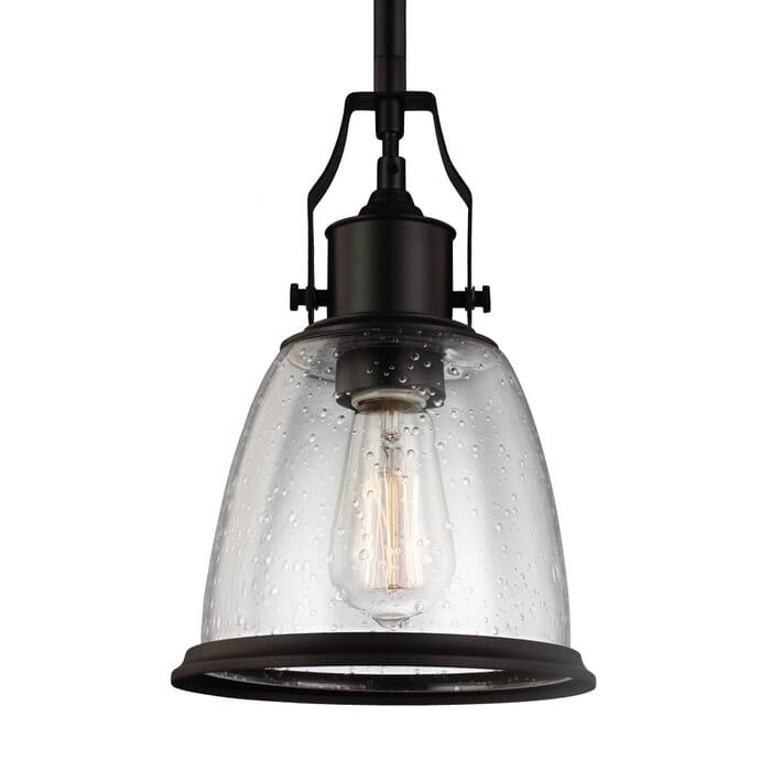 Feiss Hobson Seeded Glass Mini Pendant in Oil Rubbed Bronze Feiss Hobson Seeded Glass Mini Pendant in Oil Rubbed Bronze