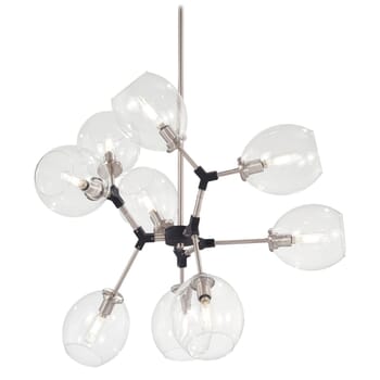 George Kovacs Nexpo 9-Light 30" Contemporary Chandelier in Brushed Nickel with Black Accents