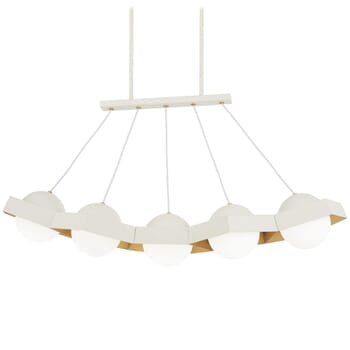 George Kovacs Five-O 5-Light 13" Pendant Light in Textured White with Gold Leaf