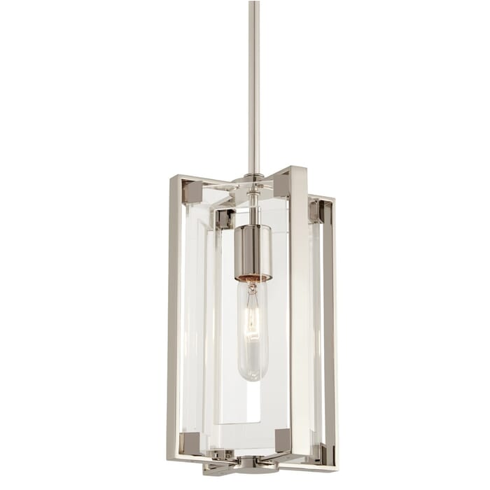 George Kovacs Crystal Clear 12" Pendant Light in Polished Nickel George Kovacs Crystal Clear 12" Pendant Light in Polished Nickel