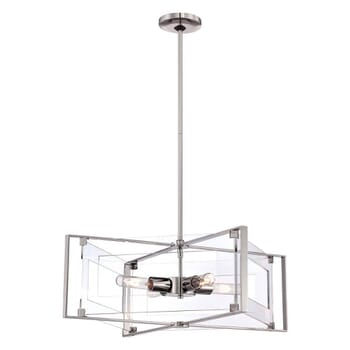 George Kovacs Crystal Clear 4-Light 20" Pendant Light in Polished Nickel