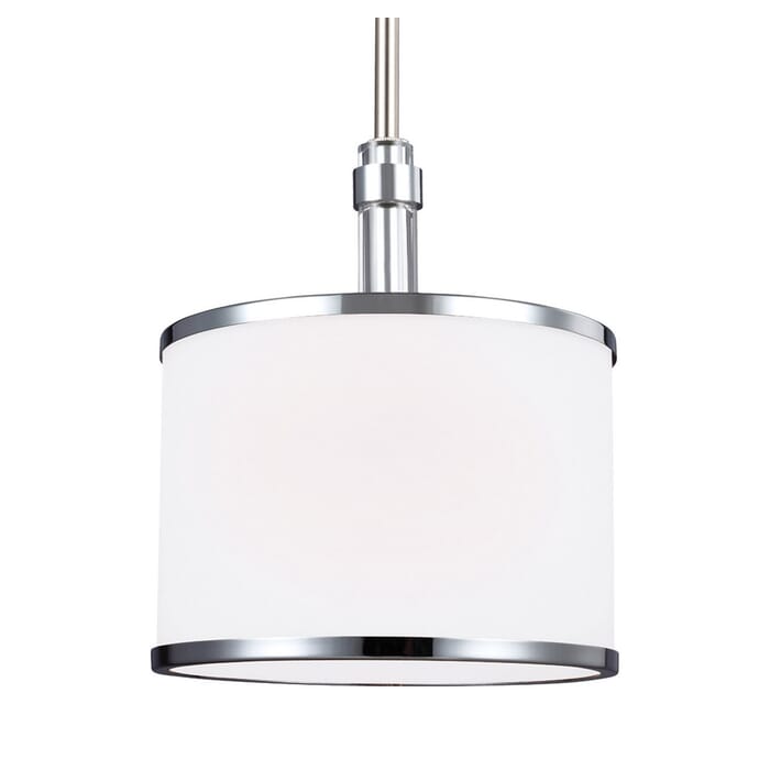 Feiss Prospect Park 1-Light Mini-Pendant in Satin Nickel / Chrome Feiss Prospect Park 1-Light Mini-Pendant in Satin Nickel / Chrome