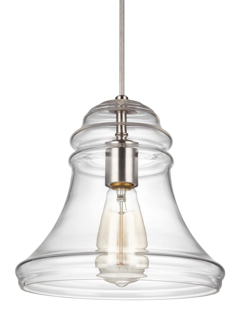 Sea Gull Lighting Doyle 9-75" Mini Pendant in Satin Nickel