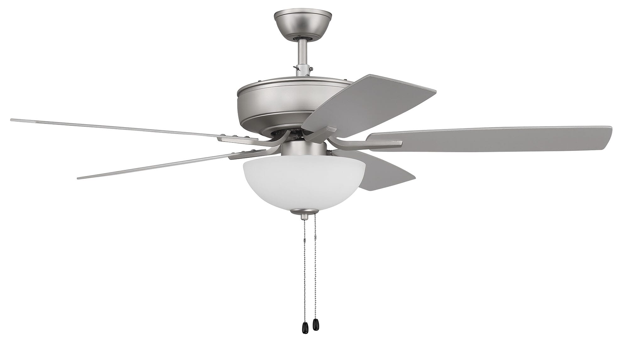 Craftmade Pro Plus 211 White Bowl Light Kit 2-Light Indoor Ceiling Fan in Brushed Satin Nickel