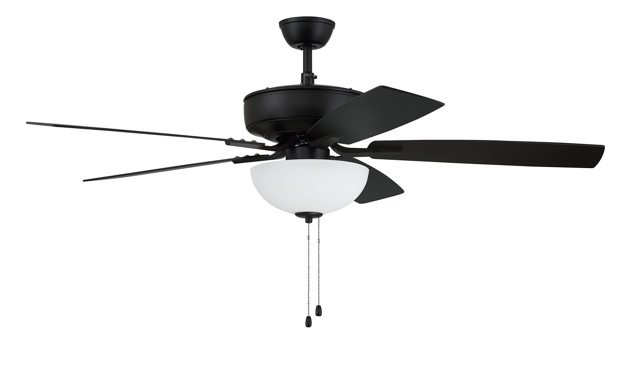 Craftmade Pro Plus 211 White Bowl Light Kit 2-Light Indoor Ceiling Fan in Flat Black