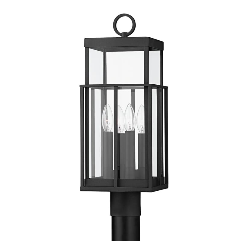 Textured Black Four Light Outdoor Post Mount from the Longport Collection