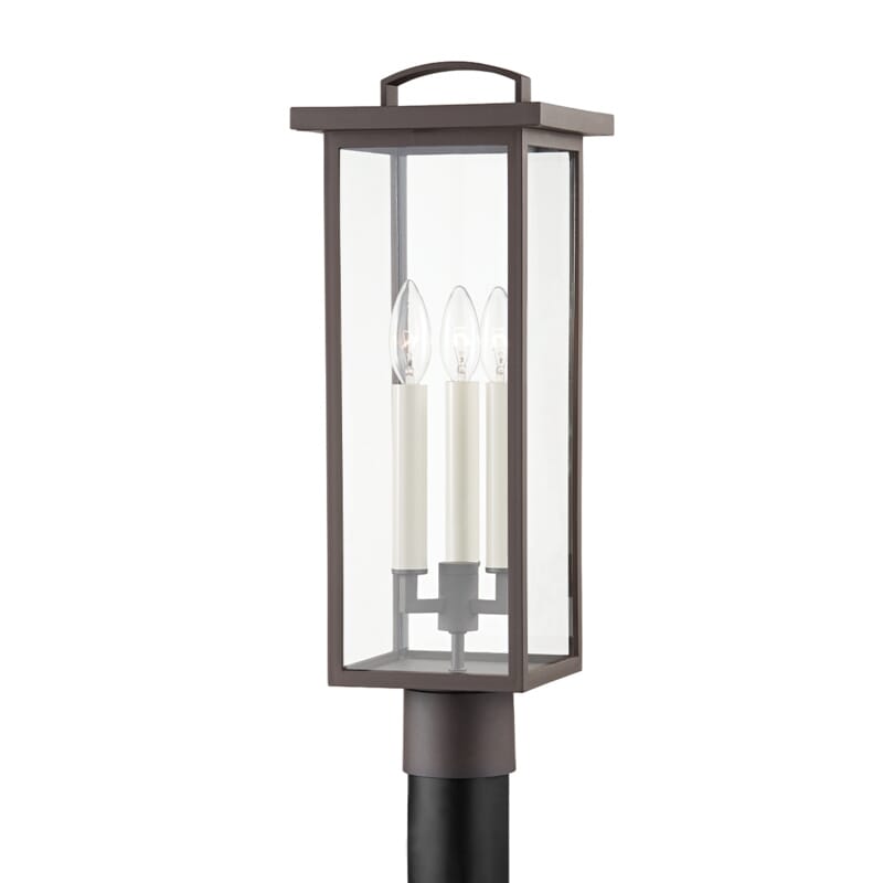 Textured Bronze Three Light Outdoor Post Mount from the Eden Collection
