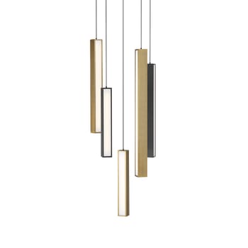 Modern Forms Chaos 5-Light Chandelier in Black and Aged Brass and Black