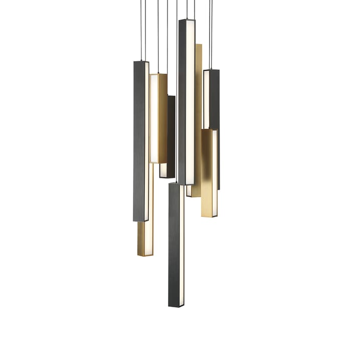 Modern Forms Chaos 9-Light Chandelier in Black and Aged Brass and Black Modern Forms Chaos 9-Light Chandelier in Black and Aged Brass and Black