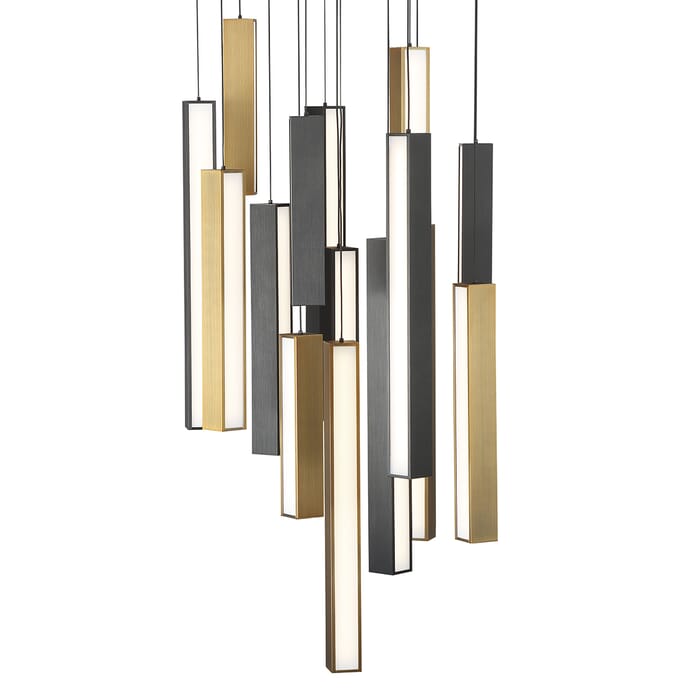 Modern Forms Chaos 15-Light Chandelier in Black and Aged Brass and Black Modern Forms Chaos 15-Light Chandelier in Black and Aged Brass and Black