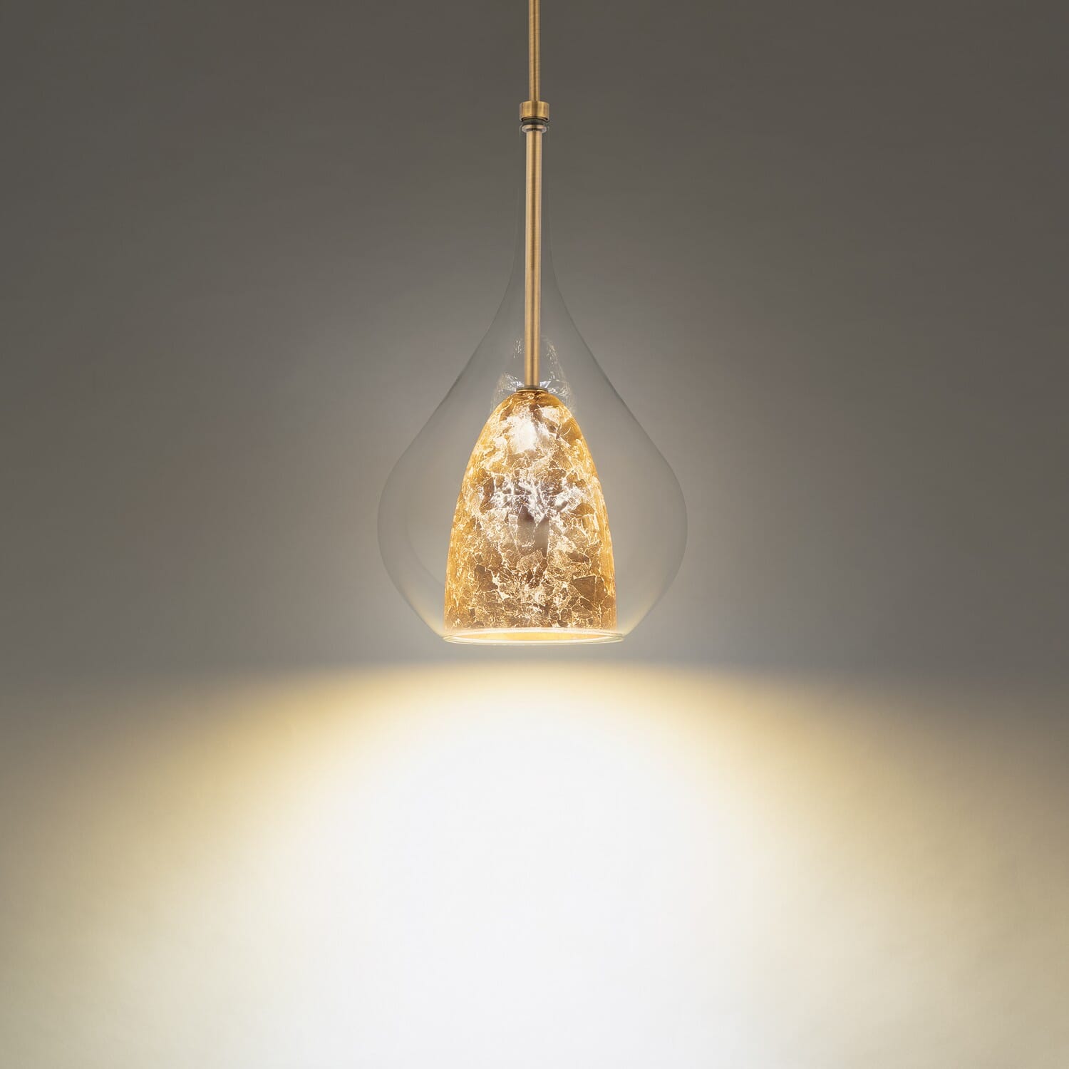 Gold Leaf Aged Brass LED Mini Pendant from the Helios Collection