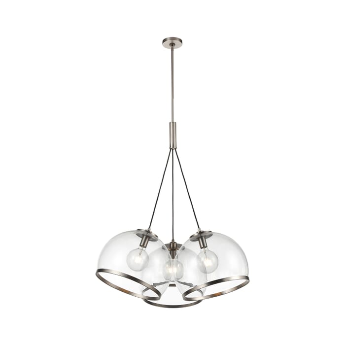 Alora Coast 3-Light Pendant Light in Aged Nickel And Clear Glass Alora Coast 3-Light Pendant Light in Aged Nickel And Clear Glass