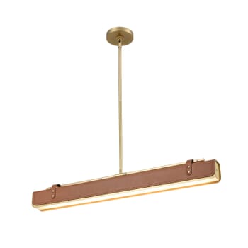 Alora Valise Pendant Light in Vintage Brass And Congnac Leather