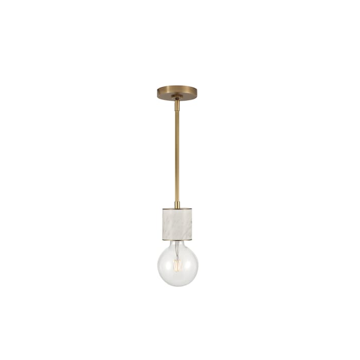 Alora Rocco Pendant Light in Vintage Brass And White Marble Alora Rocco Pendant Light in Vintage Brass And White Marble