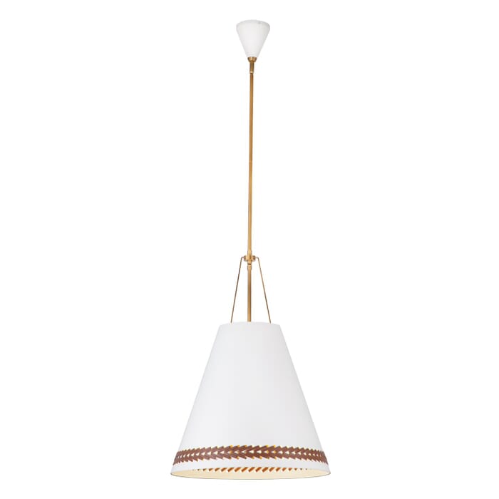 Brickell 3-Light Pendant in Matte White with Hazelnut Leather Brickell 3-Light Pendant in Matte White with Hazelnut Leather