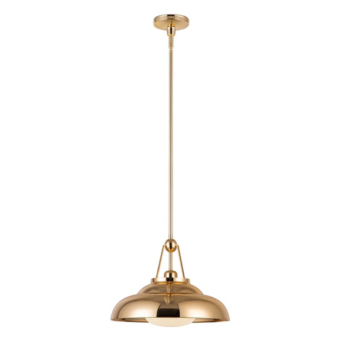 Palmetto 1-Light Pendant in Polished Brass with Glossy Opal Glass Palmetto 1-Light Pendant in Polished Brass with Glossy Opal Glass
