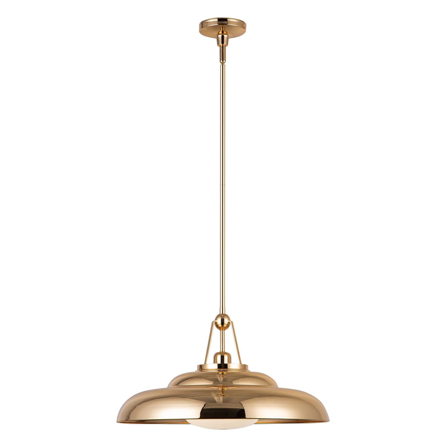 Palmetto 1-Light Pendant in Polished Brass with Glossy Opal Glass