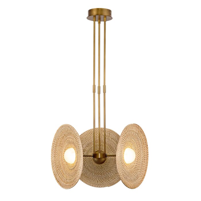 Harbour LED Pendant in Vintage Brass with Woven Rattan Harbour LED Pendant in Vintage Brass with Woven Rattan