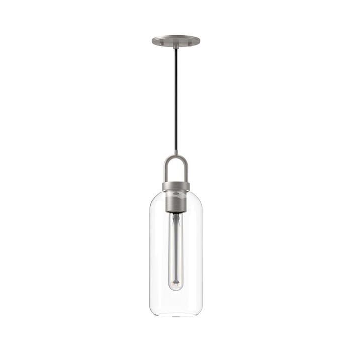 Soji 1-Light Pendant in Brushed Nickel with Clear Glass Soji 1-Light Pendant in Brushed Nickel with Clear Glass