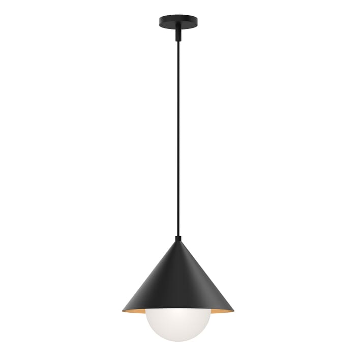Remy 1-Light Pendant in Matte Black with Opal Glass Remy 1-Light Pendant in Matte Black with Opal Glass