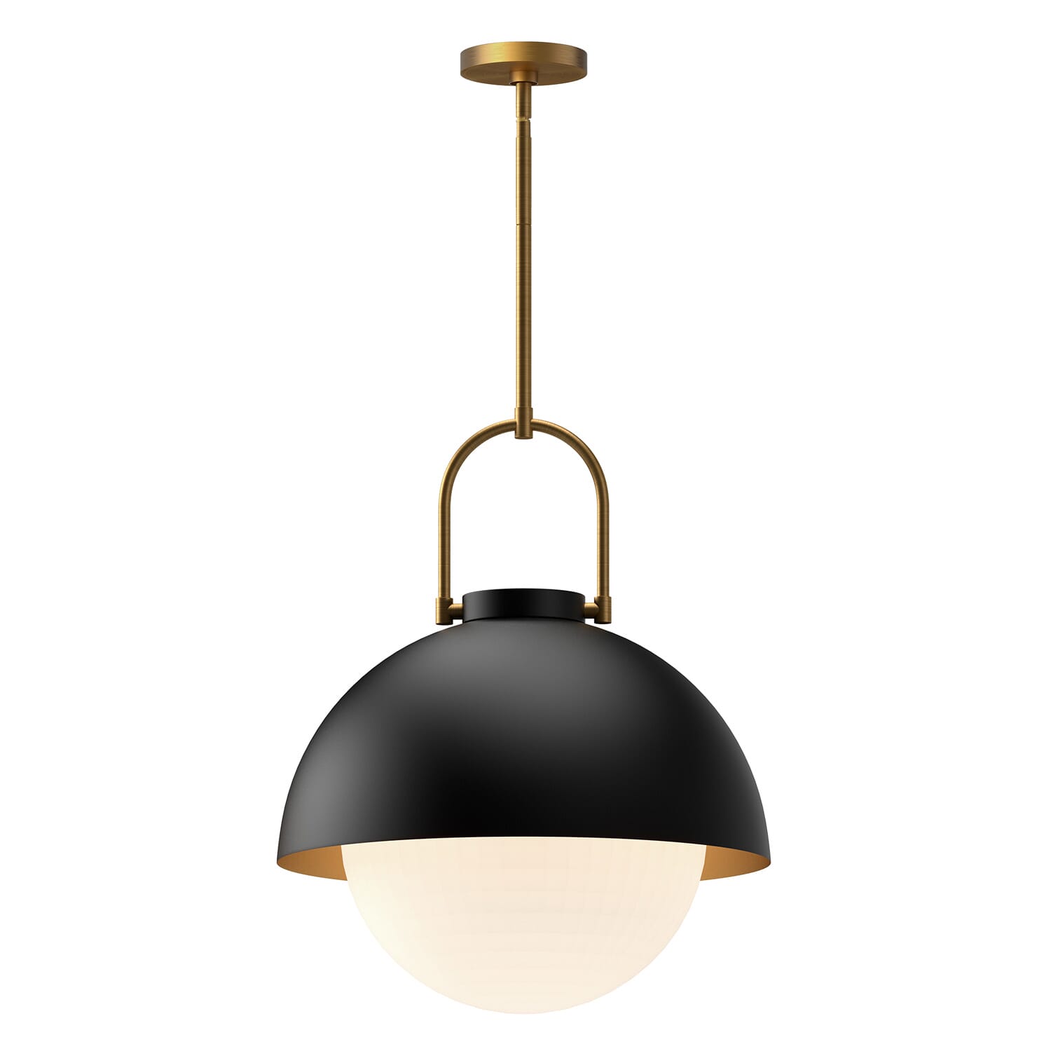 Harper 1-Light Pendant in Matte Black with Opal Glass