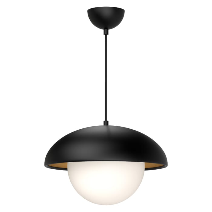 Rubio 1-Light Pendant in Matte Black with Opal Glass Rubio 1-Light Pendant in Matte Black with Opal Glass