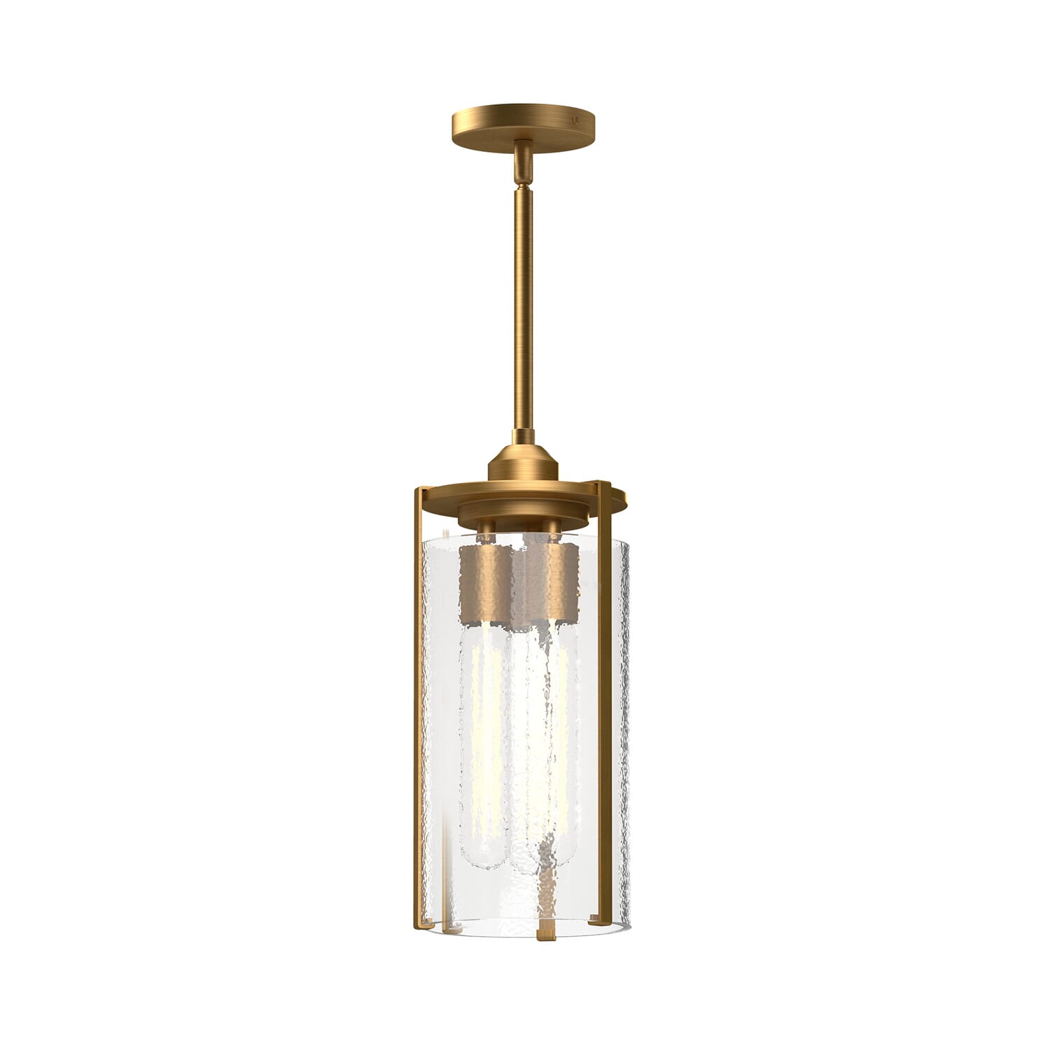Belmont 3-Light Pendant in Aged Gold with Clear Water Glass