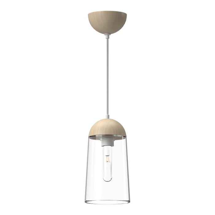 Emil 1-Light Pendant in White with White Oak Emil 1-Light Pendant in White with White Oak