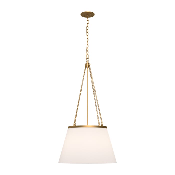 Speakeasy 1-Light Pendant in Aged Gold with White Linen Speakeasy 1-Light Pendant in Aged Gold with White Linen