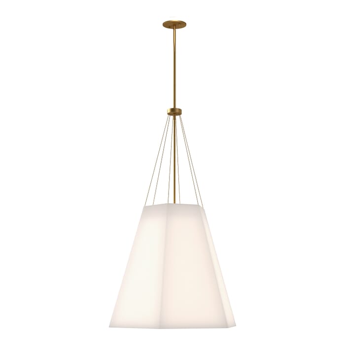 Manila 3-Light Pendant in Aged Gold with White Linen Manila 3-Light Pendant in Aged Gold with White Linen