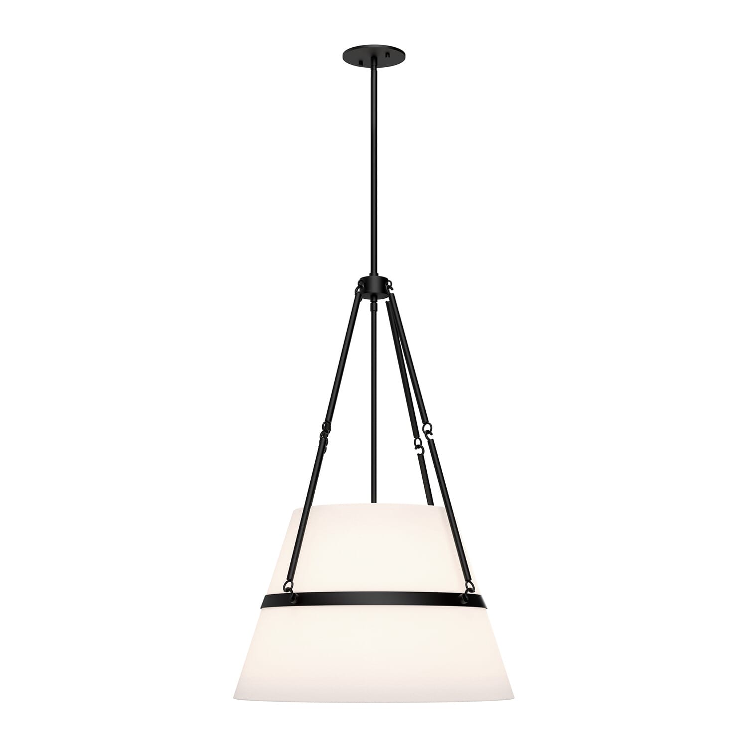 Oliver 1-Light Pendant in Matte Black with White Linin
