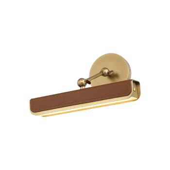 Alora Valise Wall Sconce in Vintage Brass And Cognac Leather