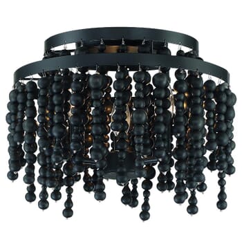 Crystorama Poppy 3-Light Ceiling Light with Black Wood Beads
