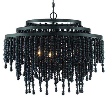 Crystorama Poppy 6-Light Chandelier with Black Wood Beads Crystals