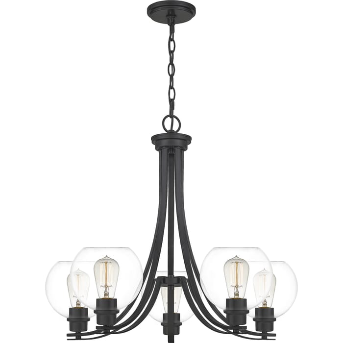 Quoizel Pruitt 5-Light 22" Transitional Chandelier in Matte Black Quoizel Pruitt 5-Light 22" Transitional Chandelier in Matte Black