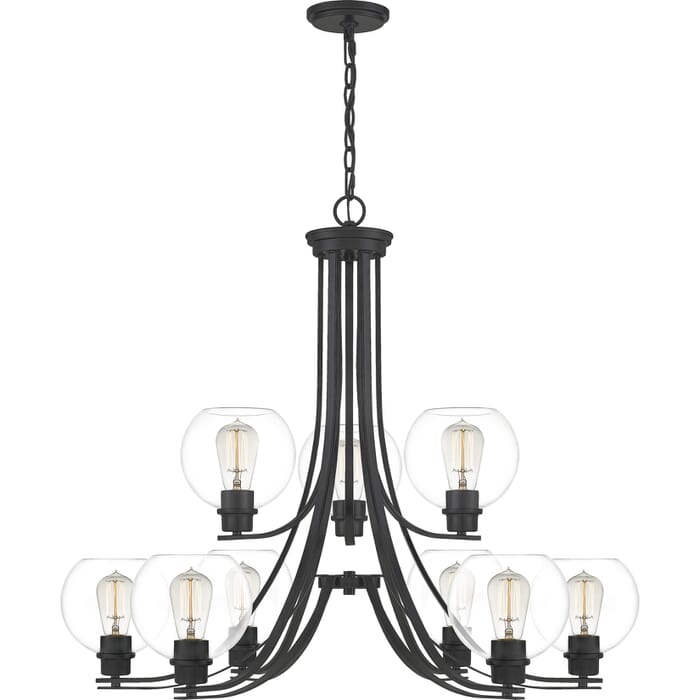 Quoizel Pruitt 9-Light 29" Transitional Chandelier in Matte Black Quoizel Pruitt 9-Light 29" Transitional Chandelier in Matte Black
